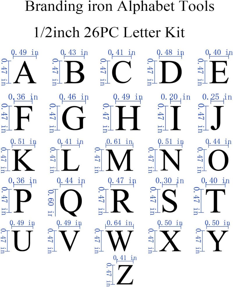AIMOADO 1/2" 26 Pcs Wood Burning Letters Kit with Electric Branding Iron, Wood Burning Letter Stamps for Wood Leather Hats Branding, DIY Gifts for Wedding Birthday Christmas (Brass Letters A-Z) - Image 3